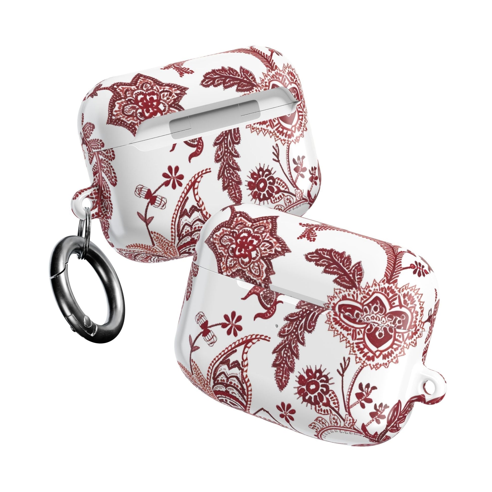 Paisley Floral AirPod Case - Red Vintage Boho Protective Cover - DIGITAL X