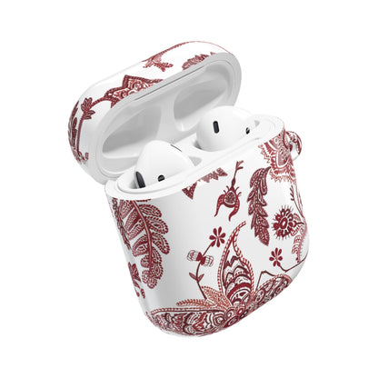 Paisley Floral AirPod Case - Red Vintage Boho Protective Cover - DIGITAL X