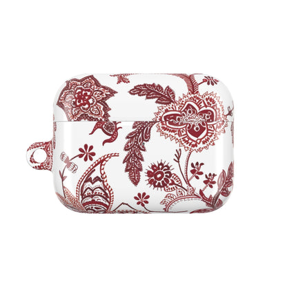 Paisley Floral AirPod Case - Red Vintage Boho Protective Cover - DIGITAL X