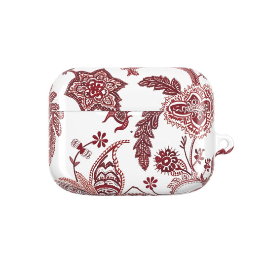 Paisley Floral AirPod Case - Red Vintage Boho Protective Cover - DIGITAL X