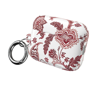 Paisley Floral AirPod Case - Red Vintage Boho Protective Cover - DIGITAL X