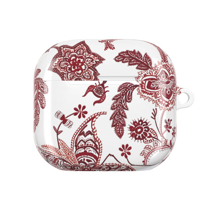 Paisley Floral AirPod Case - Red Vintage Boho Protective Cover - DIGITAL X