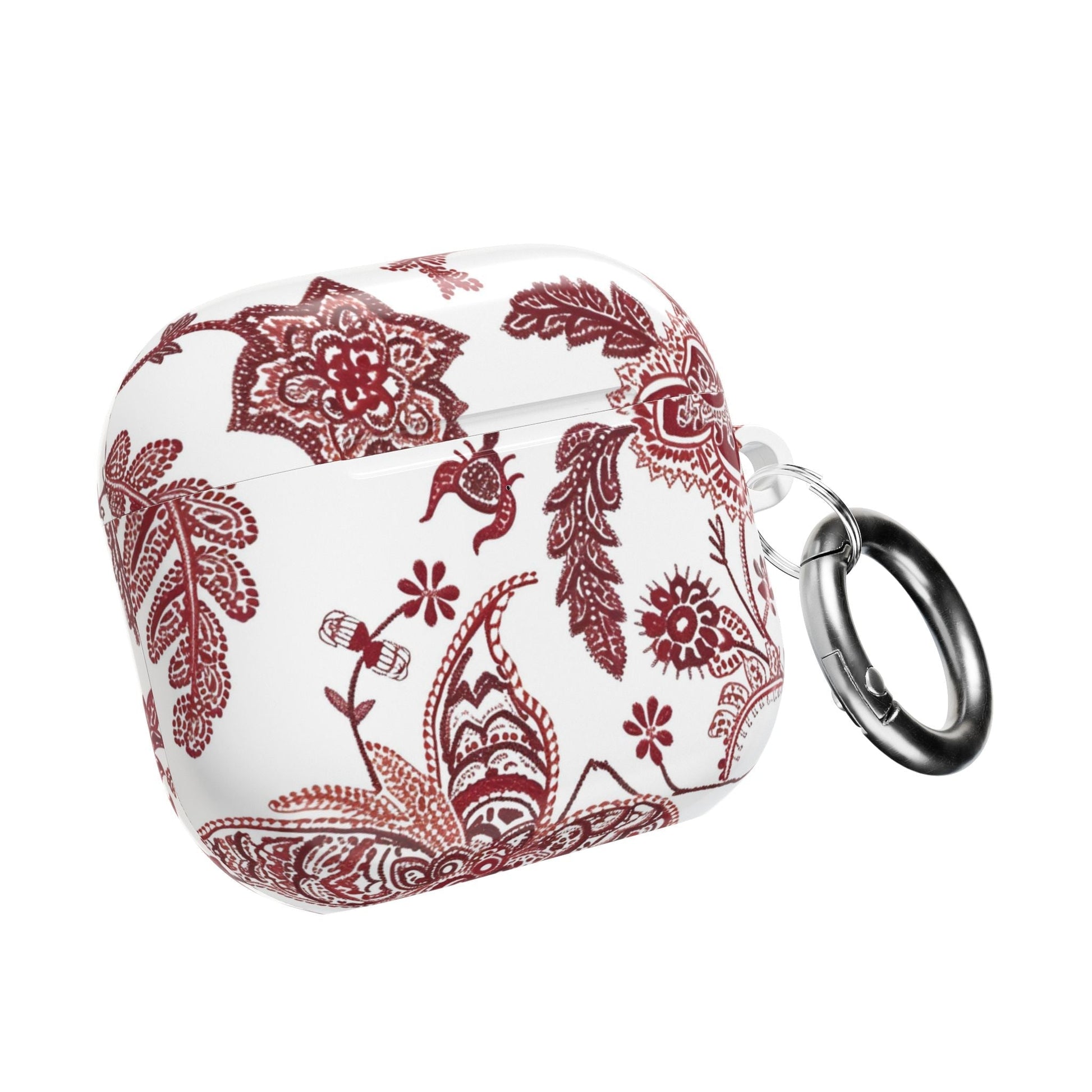 Paisley Floral AirPod Case - Red Vintage Boho Protective Cover - DIGITAL X