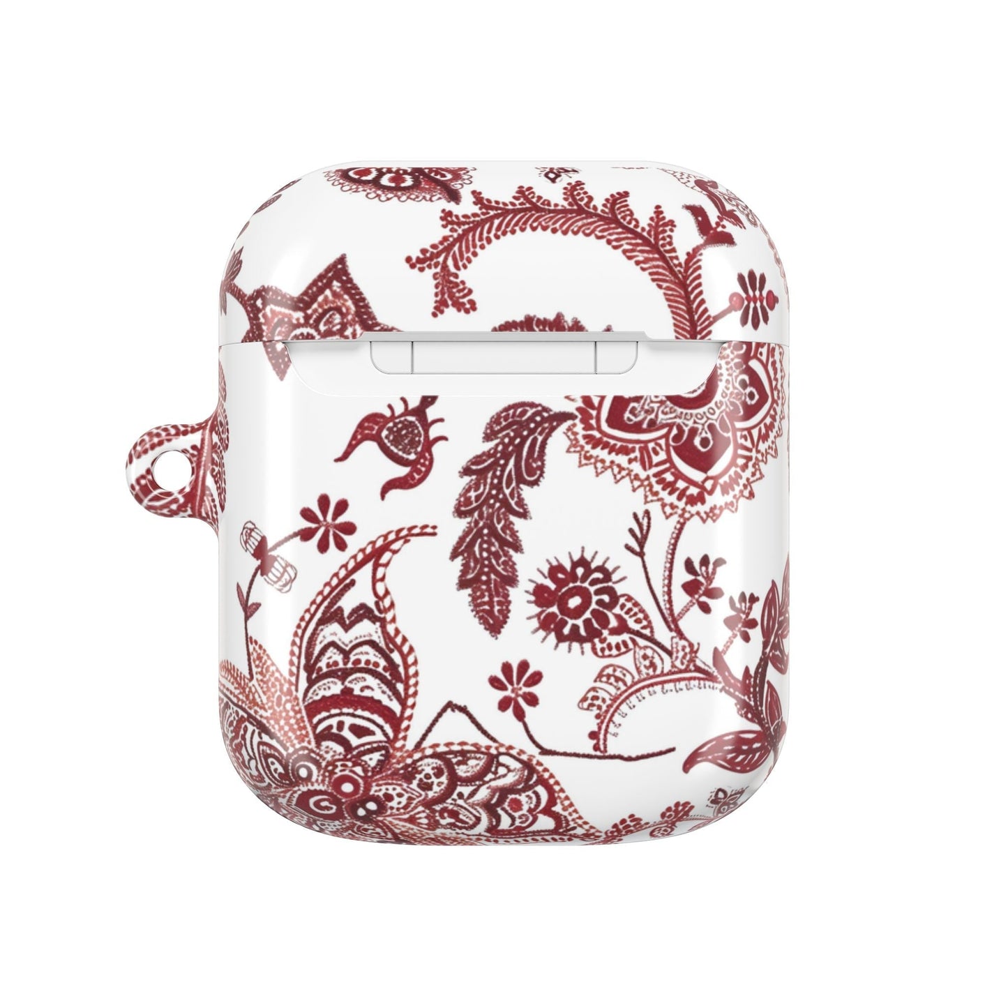 Paisley Floral AirPod Case - Red Vintage Boho Protective Cover - DIGITAL X