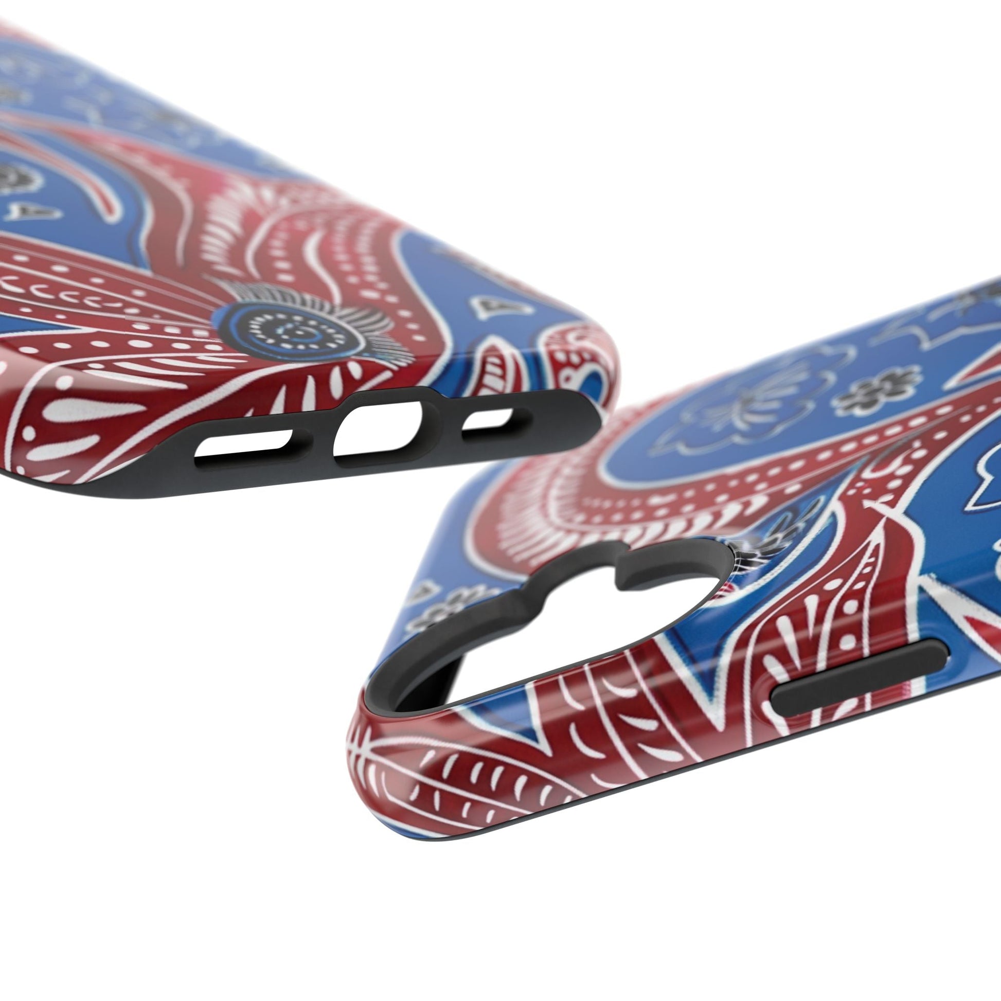 Paisley Pattern Magnetic Impact - Resistant Phone Case — Blue & Red Floral Design - DIGITAL X
