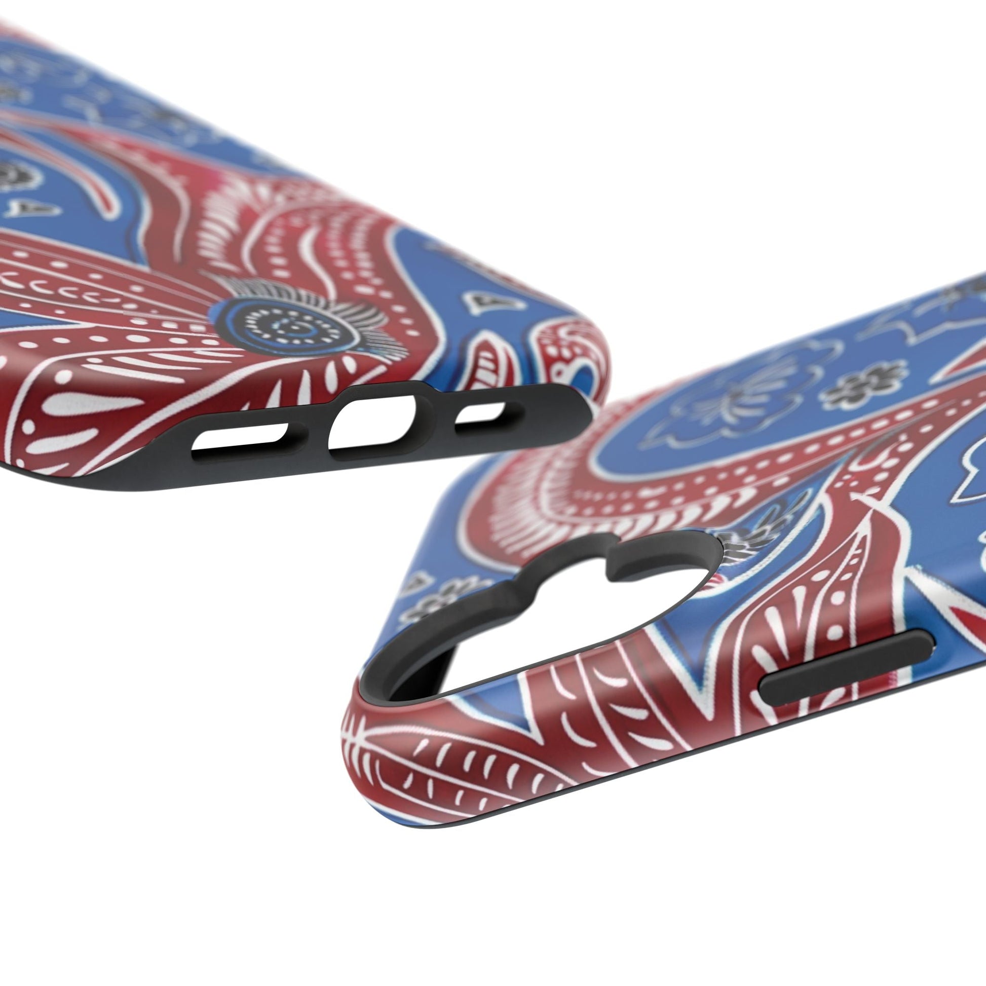 Paisley Pattern Magnetic Impact - Resistant Phone Case — Blue & Red Floral Design - DIGITAL X
