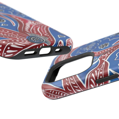 Paisley Pattern Magnetic Impact - Resistant Phone Case — Blue & Red Floral Design - DIGITAL X