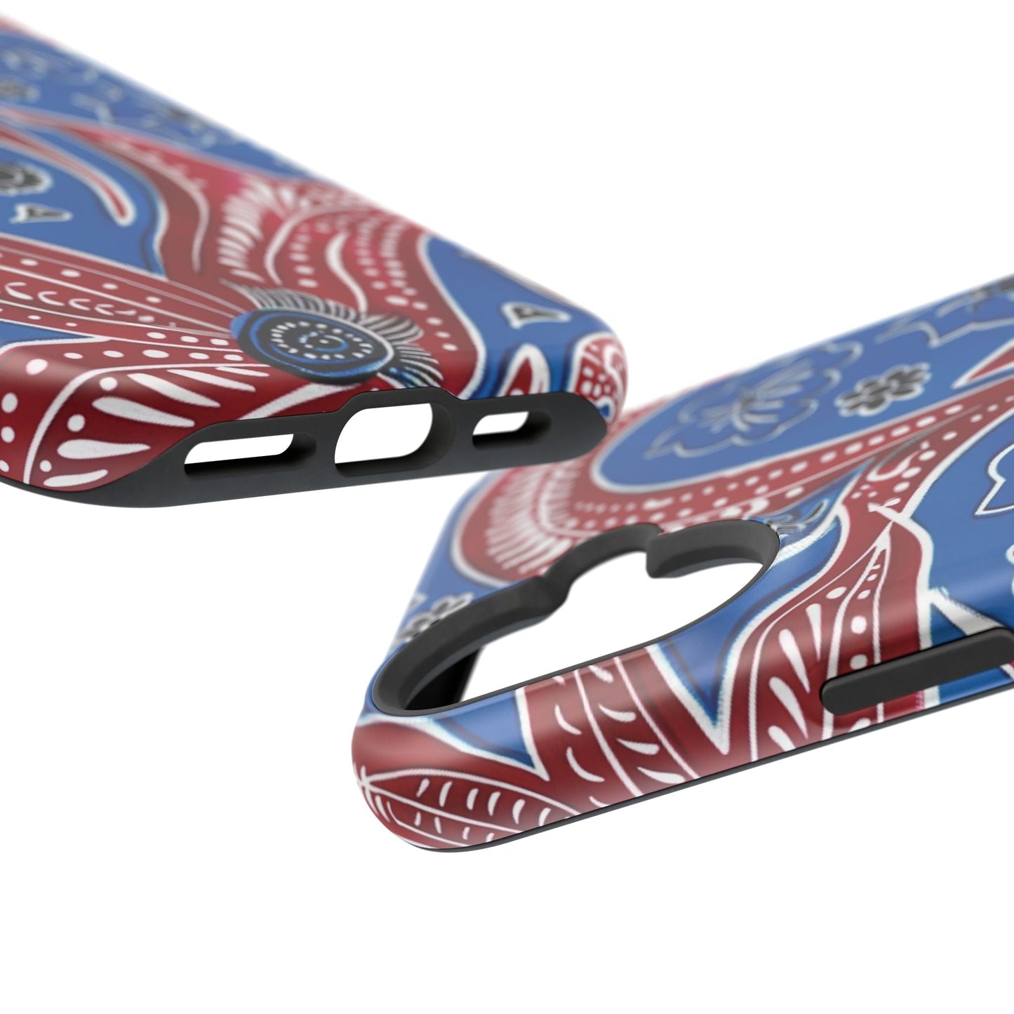 Paisley Pattern Magnetic Impact - Resistant Phone Case — Blue & Red Floral Design - DIGITAL X