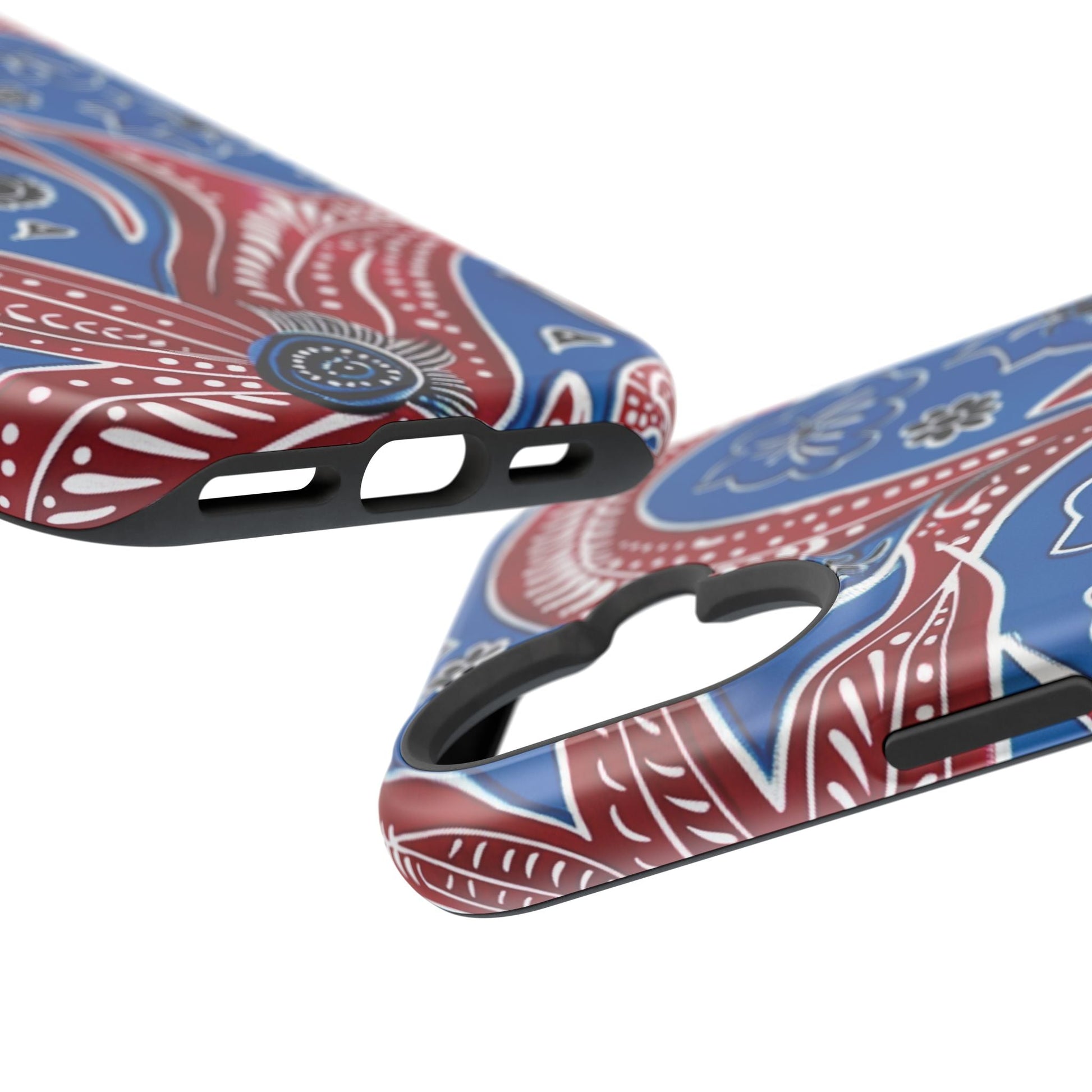 Paisley Pattern Magnetic Impact - Resistant Phone Case — Blue & Red Floral Design - DIGITAL X