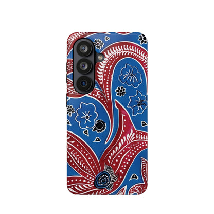 Paisley Pattern Magnetic Impact - Resistant Phone Case — Blue & Red Floral Design - DIGITAL X