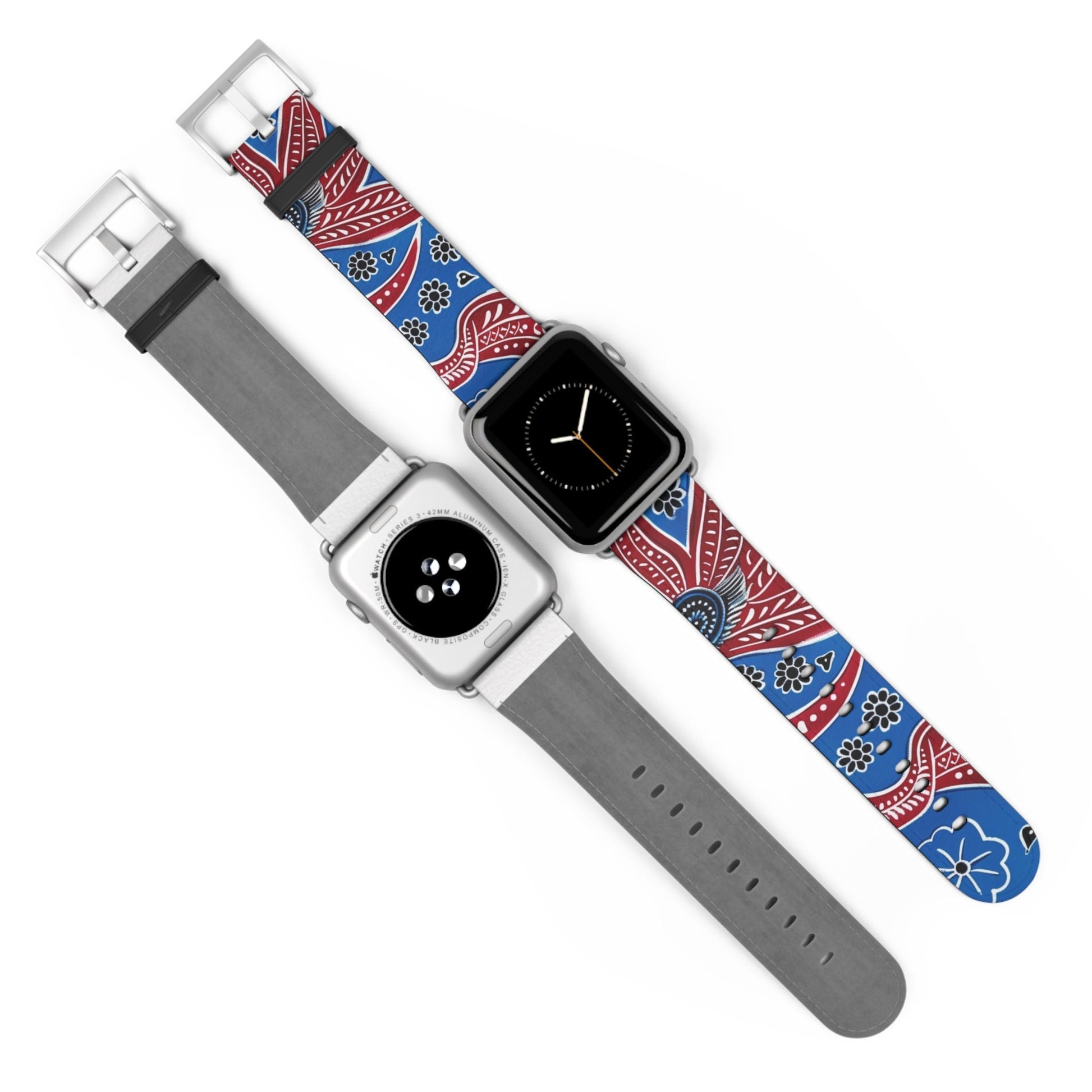 Paisley Red & Blue Watch Band — Patterned Apple Watch Strap - DIGITAL X