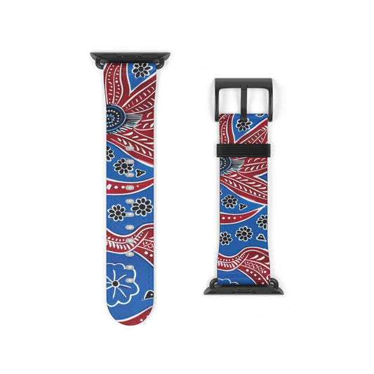 Paisley Red & Blue Watch Band — Patterned Apple Watch Strap - DIGITAL X
