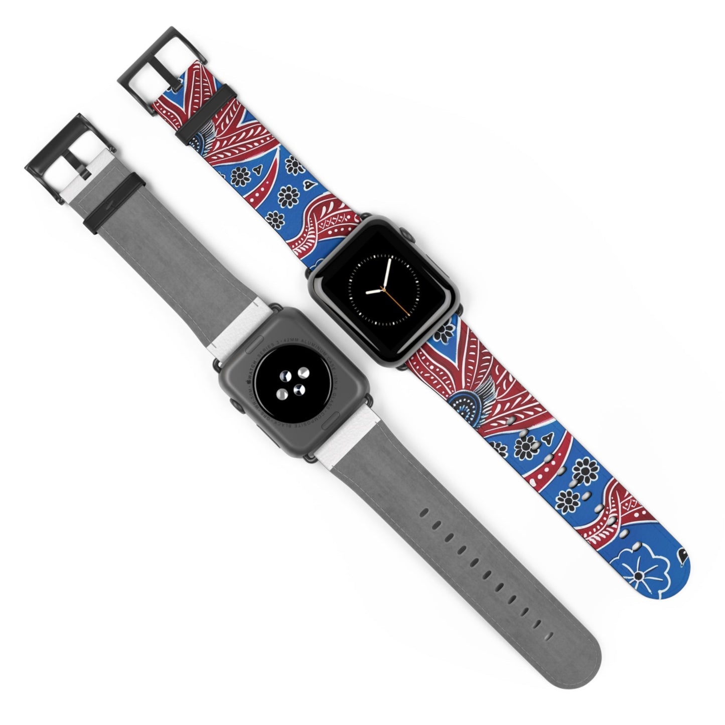 Paisley Red & Blue Watch Band — Patterned Apple Watch Strap - DIGITAL X