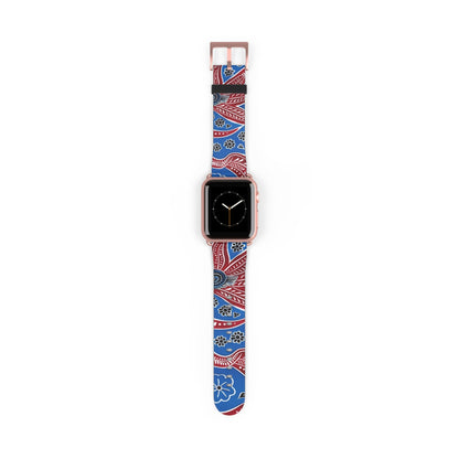 Paisley Red & Blue Watch Band — Patterned Apple Watch Strap - DIGITAL X