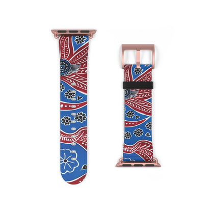Paisley Red & Blue Watch Band — Patterned Apple Watch Strap - DIGITAL X