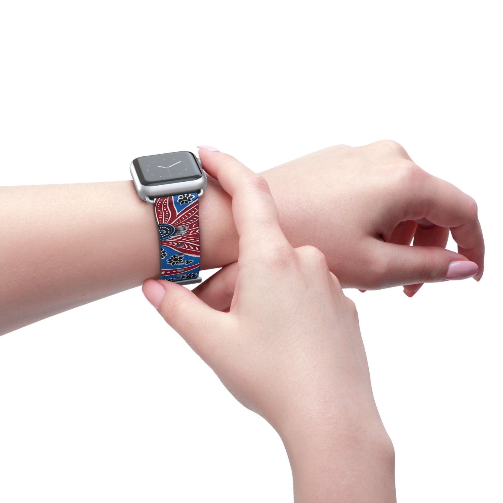 Paisley Red & Blue Watch Band — Patterned Apple Watch Strap - DIGITAL X