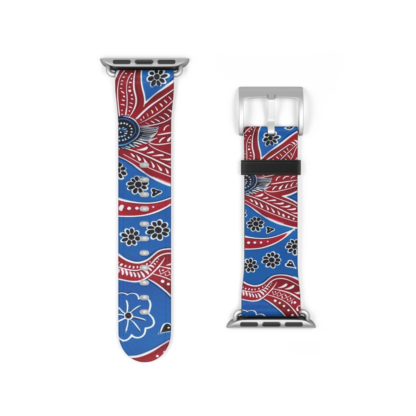 Paisley Red & Blue Watch Band — Patterned Apple Watch Strap - DIGITAL X