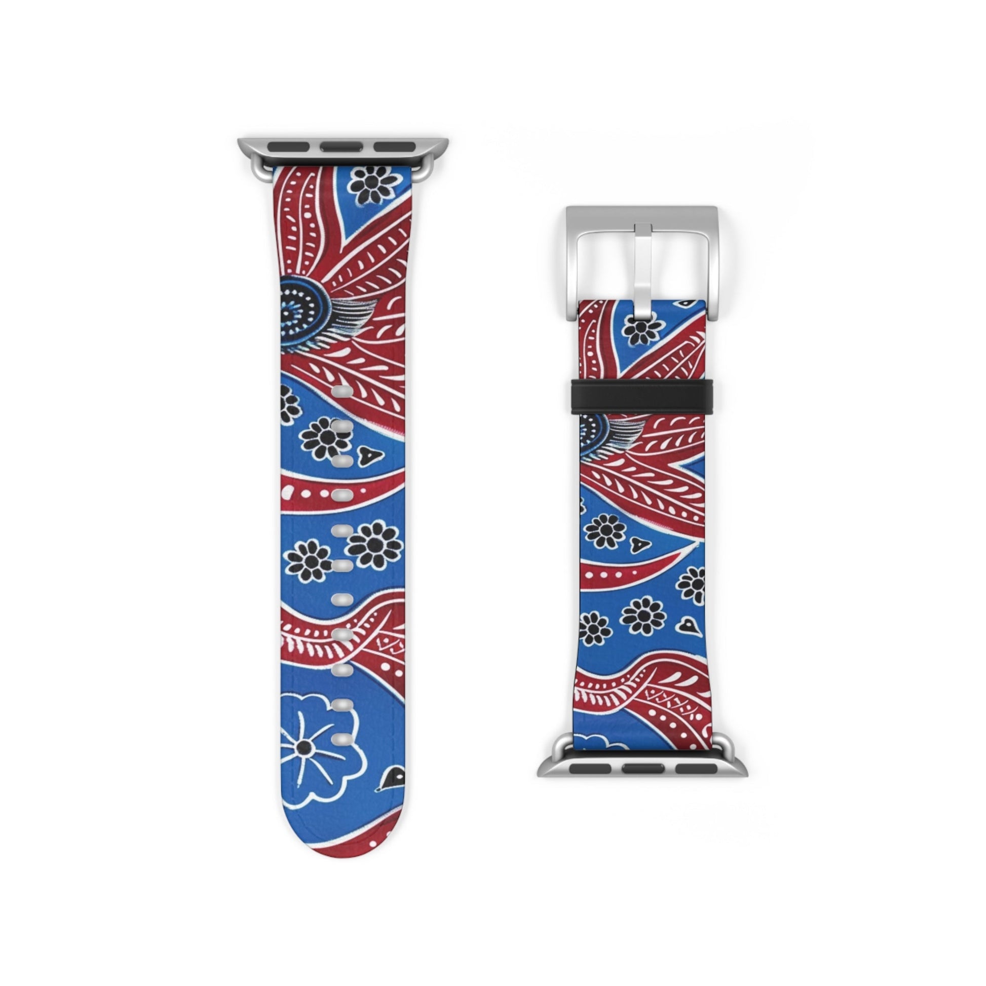 Paisley Red & Blue Watch Band — Patterned Apple Watch Strap - DIGITAL X