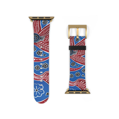 Paisley Red & Blue Watch Band — Patterned Apple Watch Strap - DIGITAL X