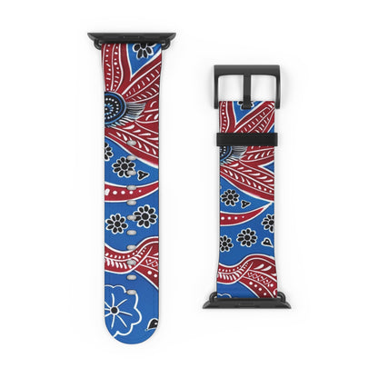 Paisley Red & Blue Watch Band — Patterned Apple Watch Strap - DIGITAL X