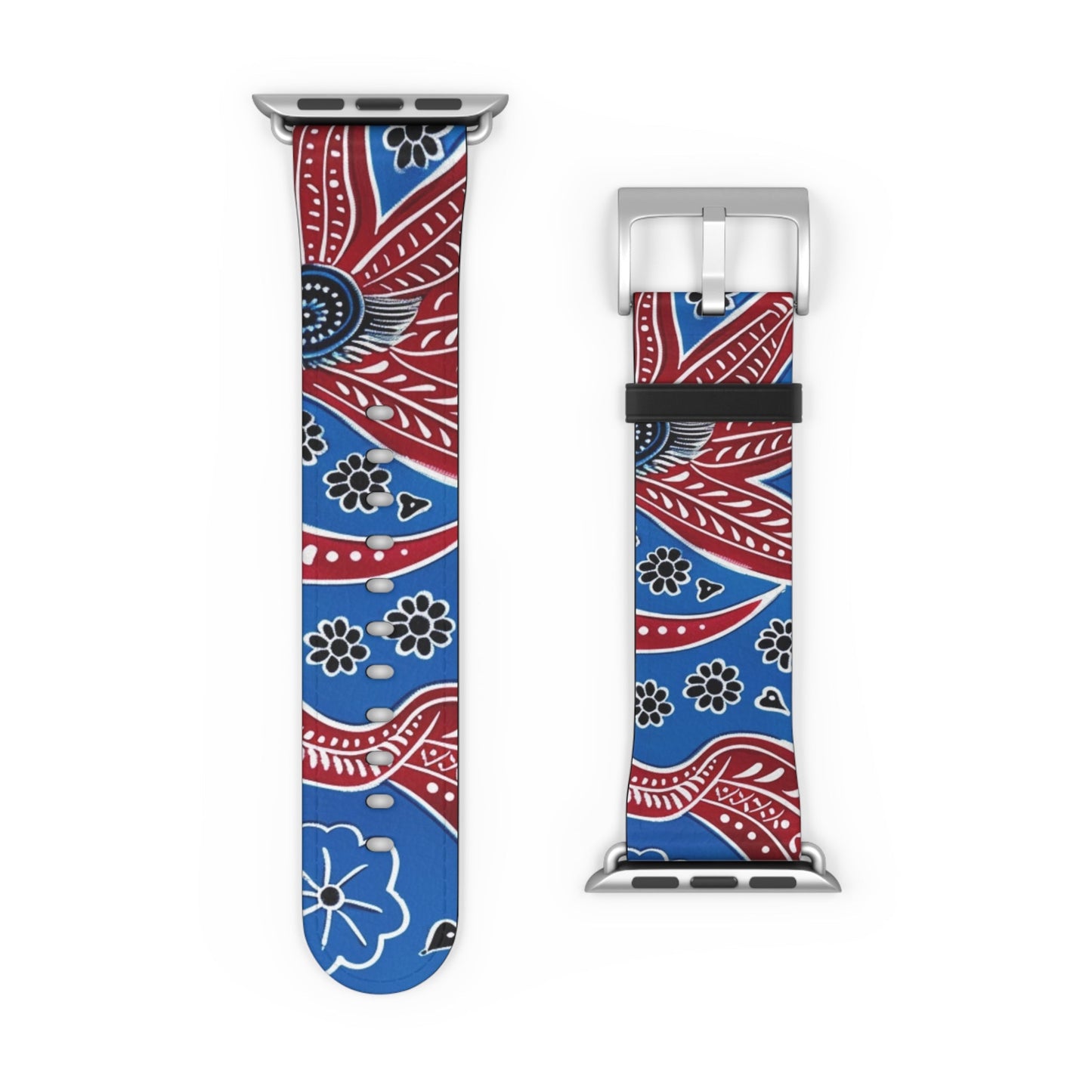 Paisley Red & Blue Watch Band — Patterned Apple Watch Strap - DIGITAL X