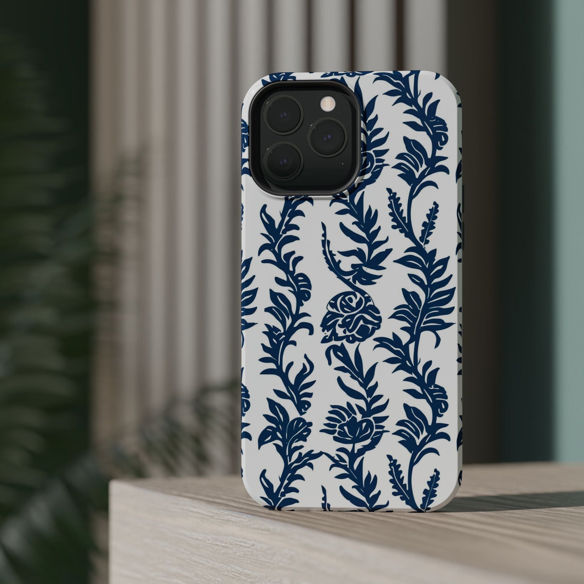 Phone Case — Blue Floral Vine Magnetic Impact - Resistant Case - DIGITAL X