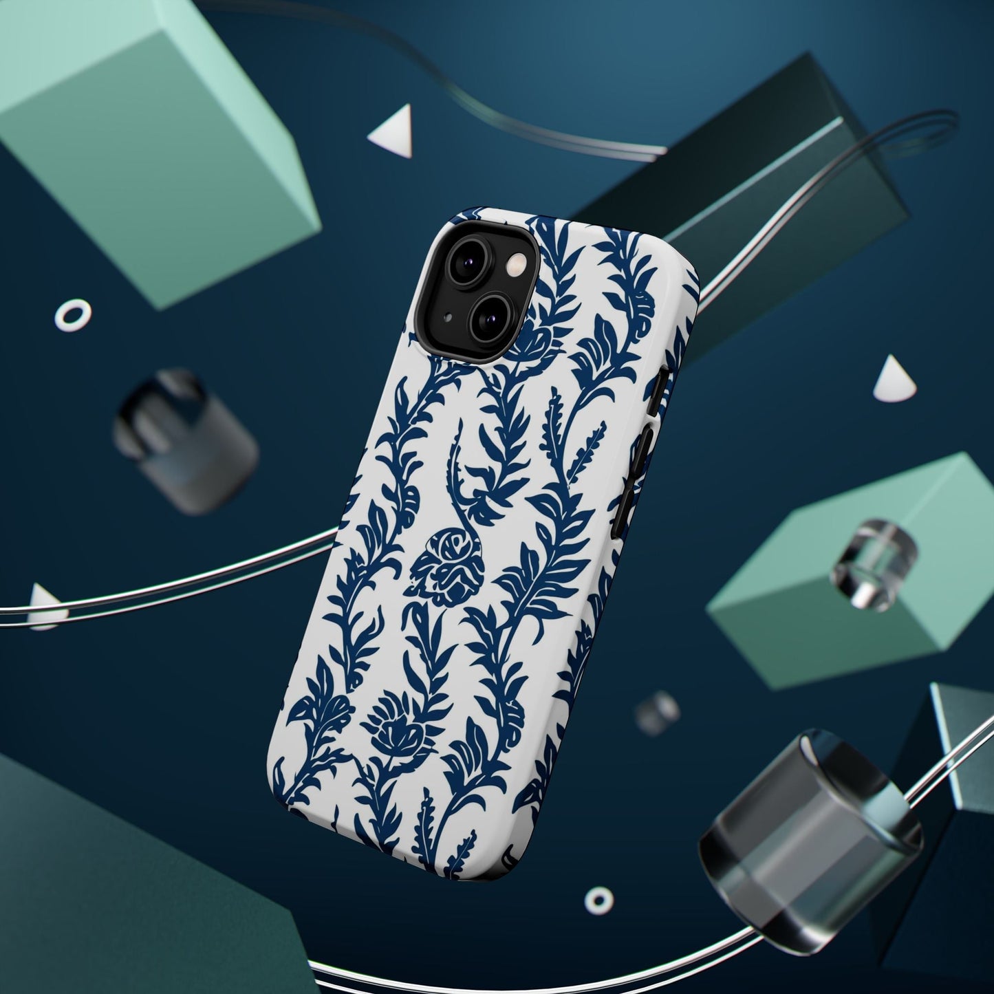Phone Case — Blue Floral Vine Magnetic Impact - Resistant Case - DIGITAL X