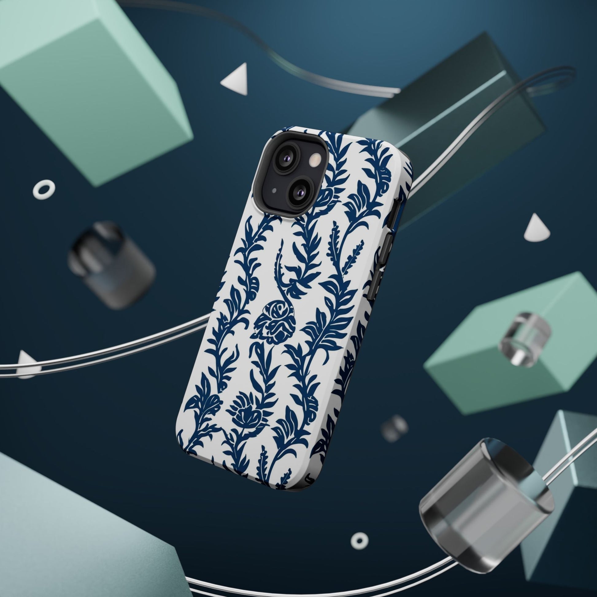 Phone Case — Blue Floral Vine Magnetic Impact - Resistant Case - DIGITAL X