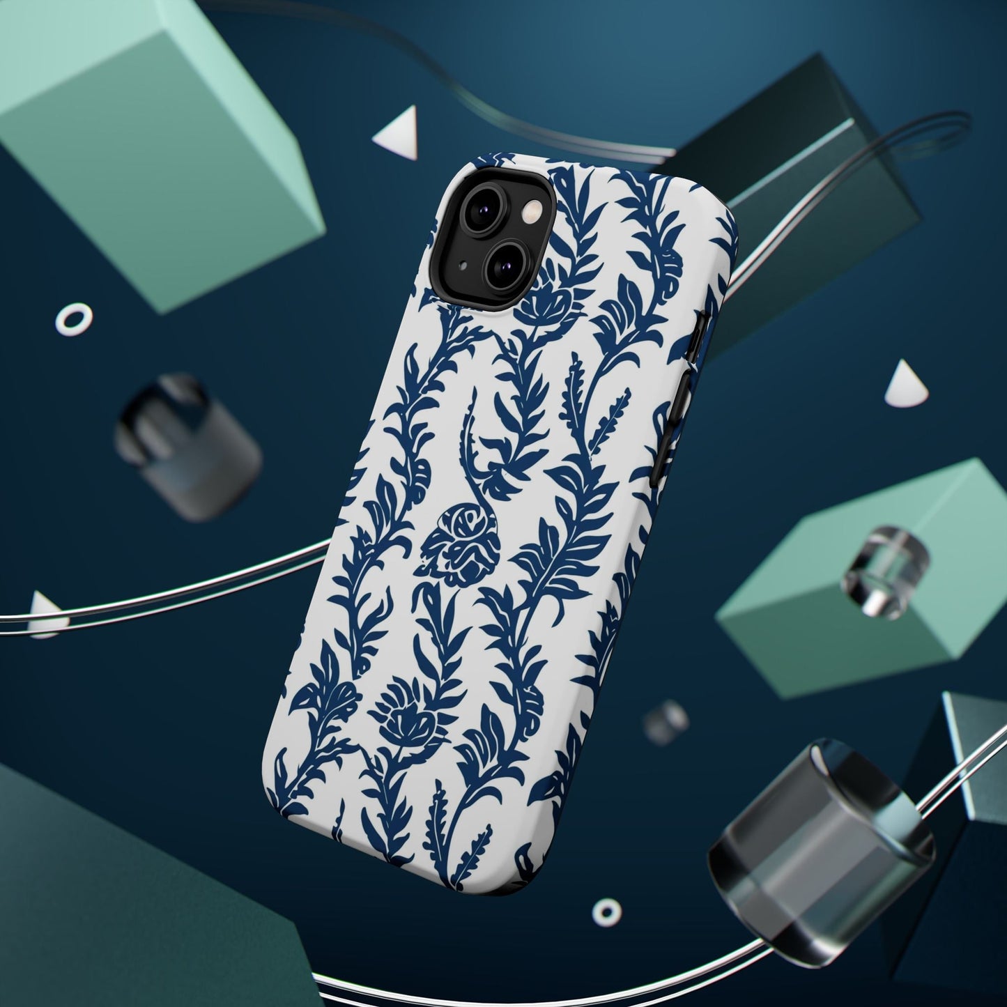 Phone Case — Blue Floral Vine Magnetic Impact - Resistant Case - DIGITAL X