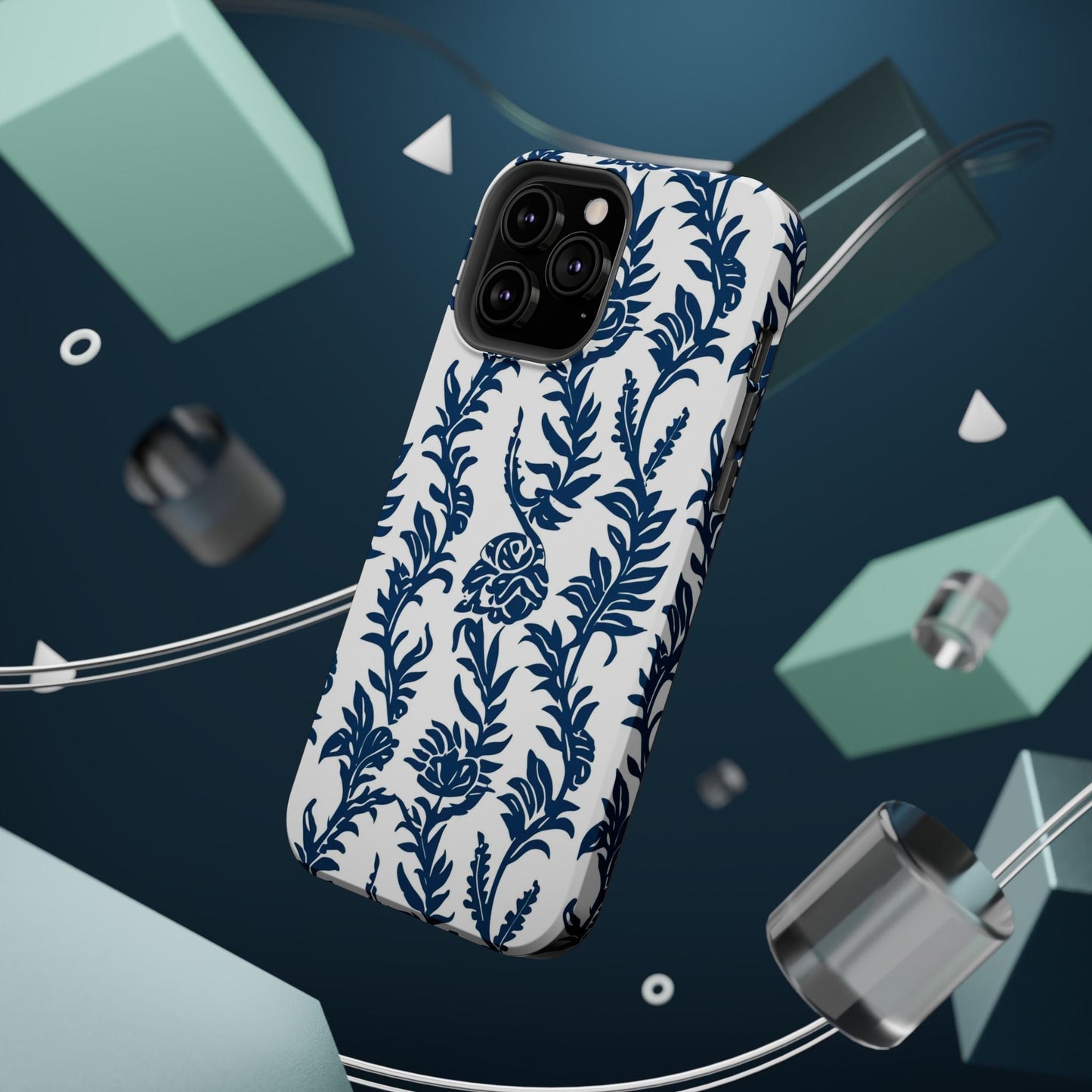 Phone Case — Blue Floral Vine Magnetic Impact - Resistant Case - DIGITAL X