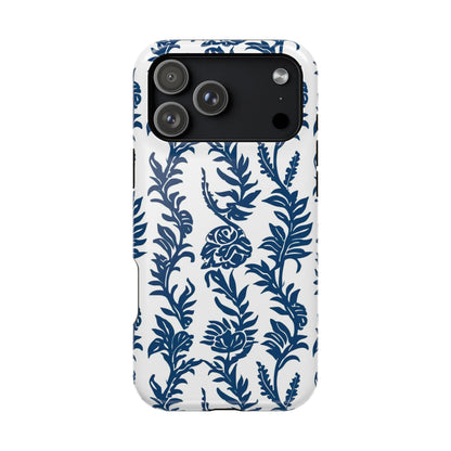 Phone Case — Blue Floral Vine Magnetic Impact - Resistant Case - DIGITAL X