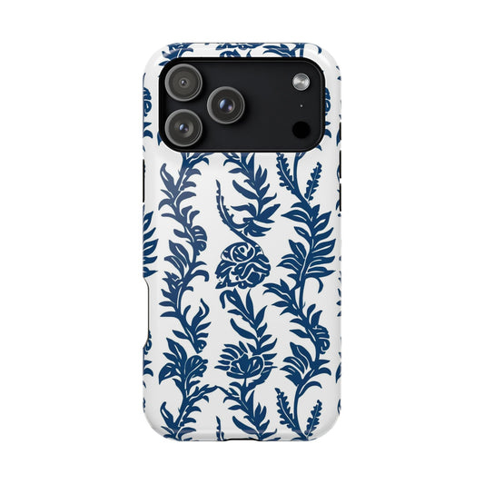 Phone Case — Blue Floral Vine Magnetic Impact - Resistant Case - DIGITAL X