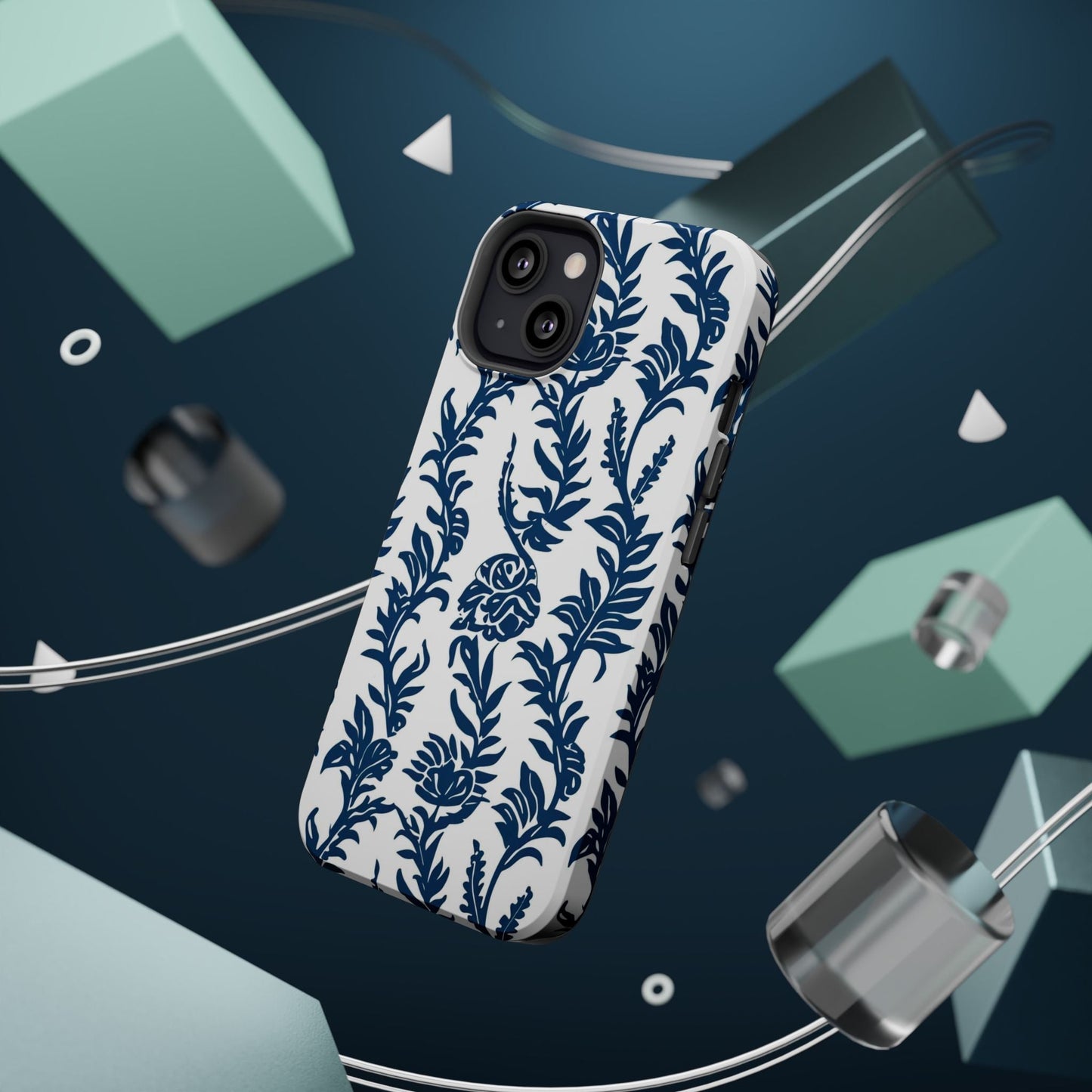 Phone Case — Blue Floral Vine Magnetic Impact - Resistant Case - DIGITAL X