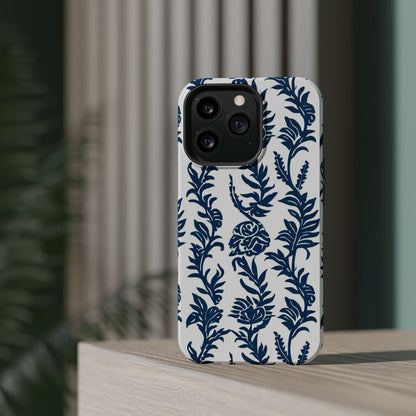 Phone Case — Blue Floral Vine Magnetic Impact - Resistant Case - DIGITAL X