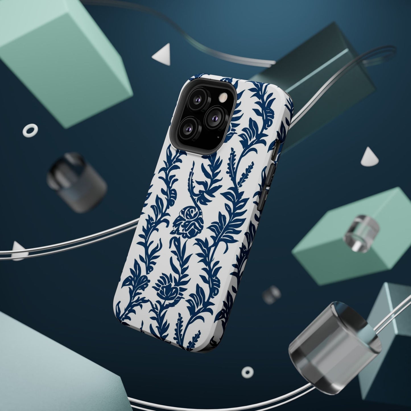 Phone Case — Blue Floral Vine Magnetic Impact - Resistant Case - DIGITAL X
