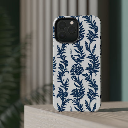 Phone Case — Blue Floral Vine Magnetic Impact - Resistant Case - DIGITAL X