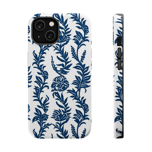 Phone Case — Blue Floral Vine Magnetic Impact - Resistant Case - DIGITAL X