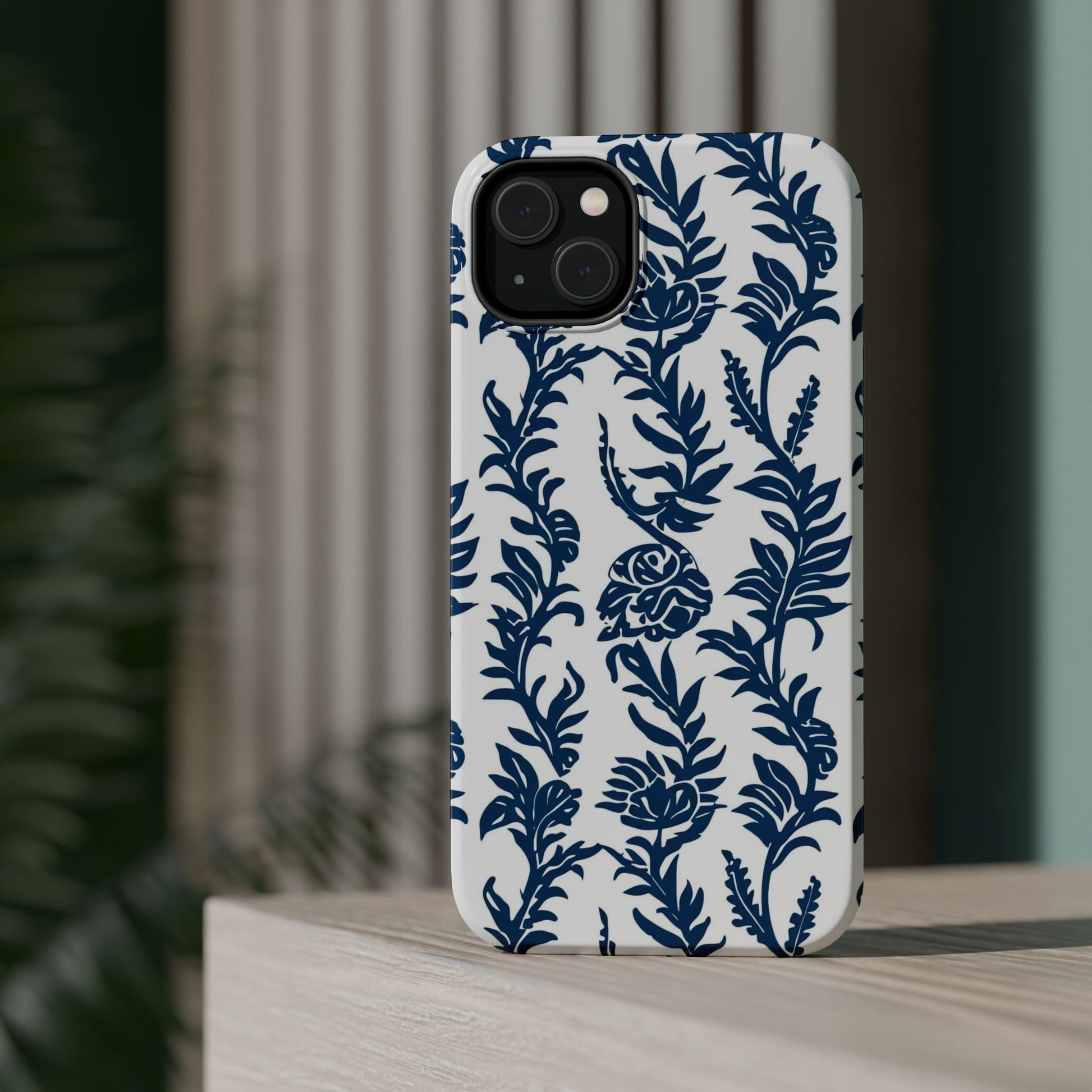 Phone Case — Blue Floral Vine Magnetic Impact - Resistant Case - DIGITAL X