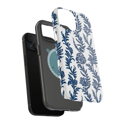 Phone Case — Blue Floral Vine Magnetic Impact - Resistant Case - DIGITAL X