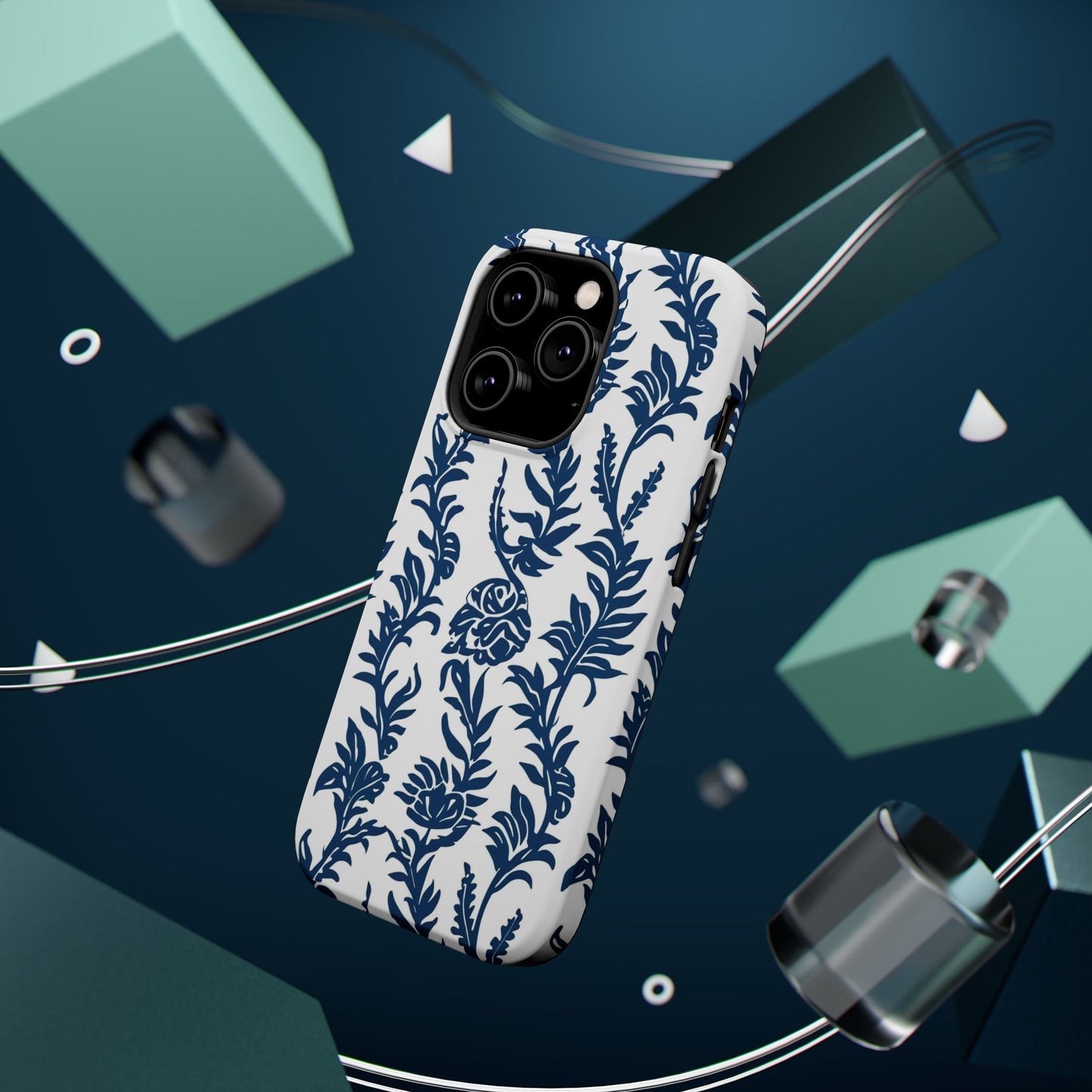 Phone Case — Blue Floral Vine Magnetic Impact - Resistant Case - DIGITAL X