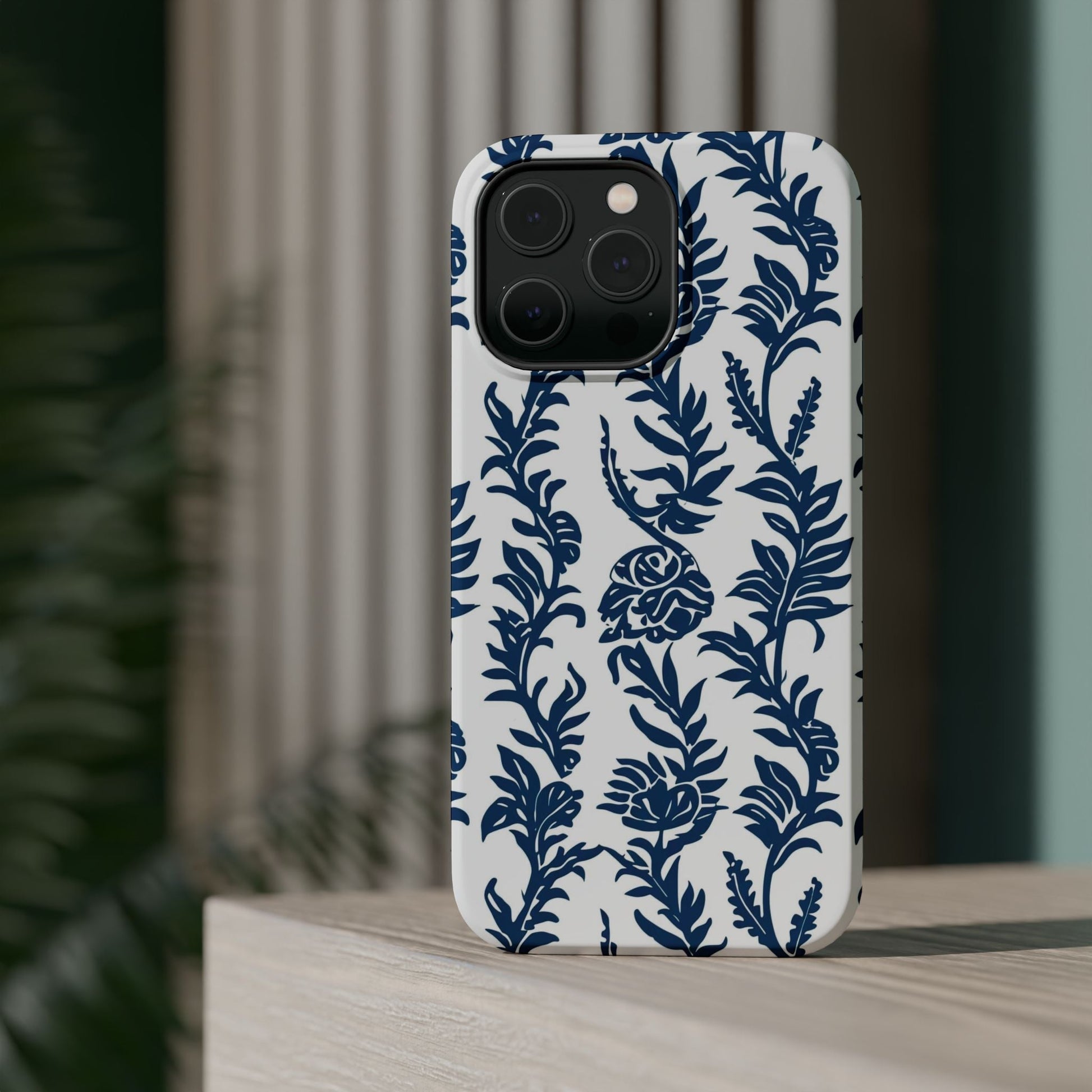 Phone Case — Blue Floral Vine Magnetic Impact - Resistant Case - DIGITAL X