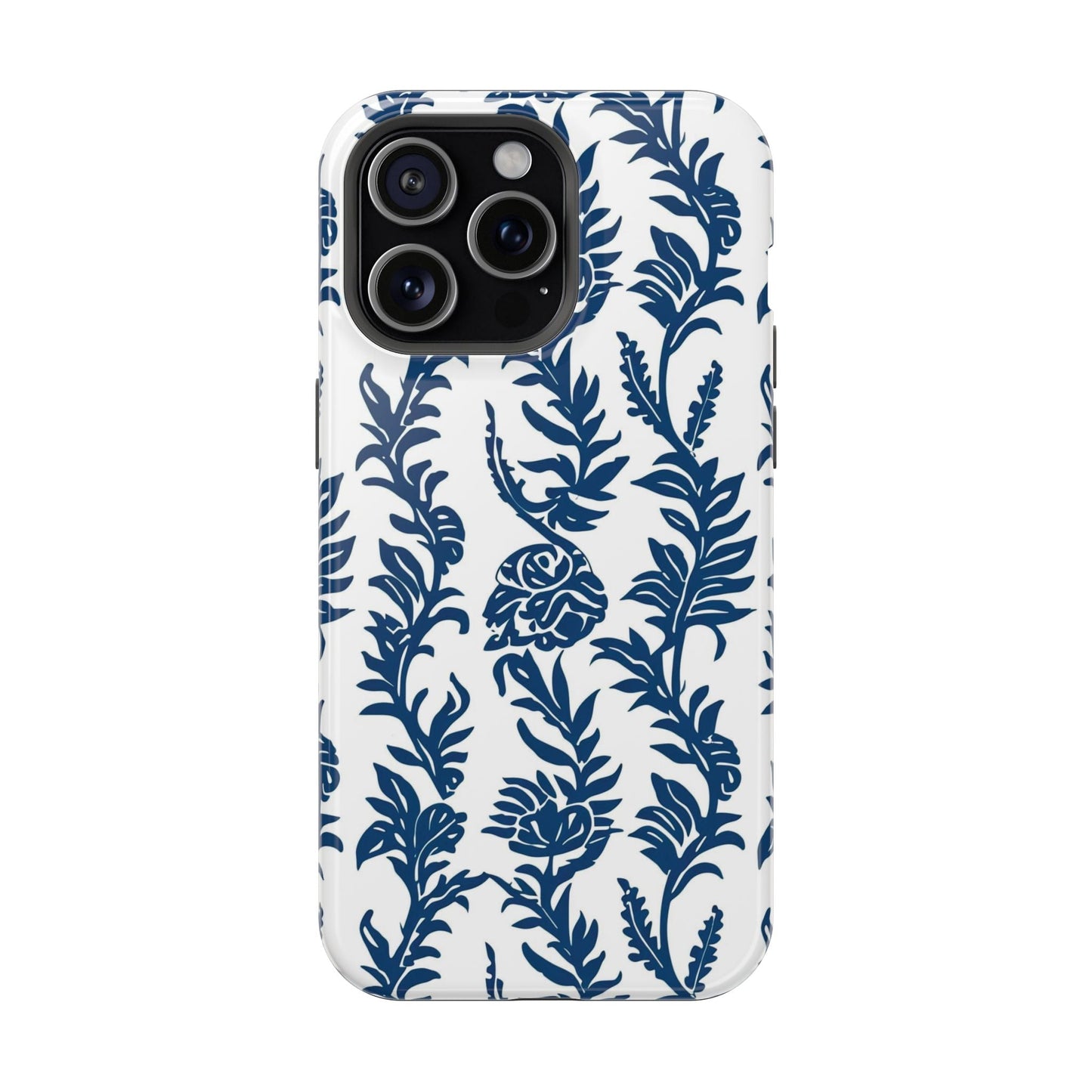 Phone Case — Blue Floral Vine Magnetic Impact - Resistant Case - DIGITAL X