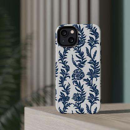 Phone Case — Blue Floral Vine Magnetic Impact - Resistant Case - DIGITAL X