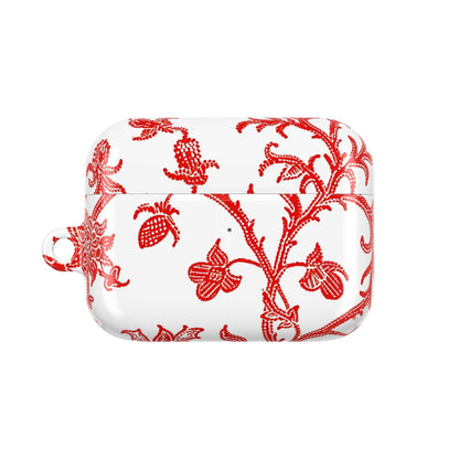 Red Chinoiserie Floral AirPod Case — Vintage - Inspired Protective Cover - DIGITAL X