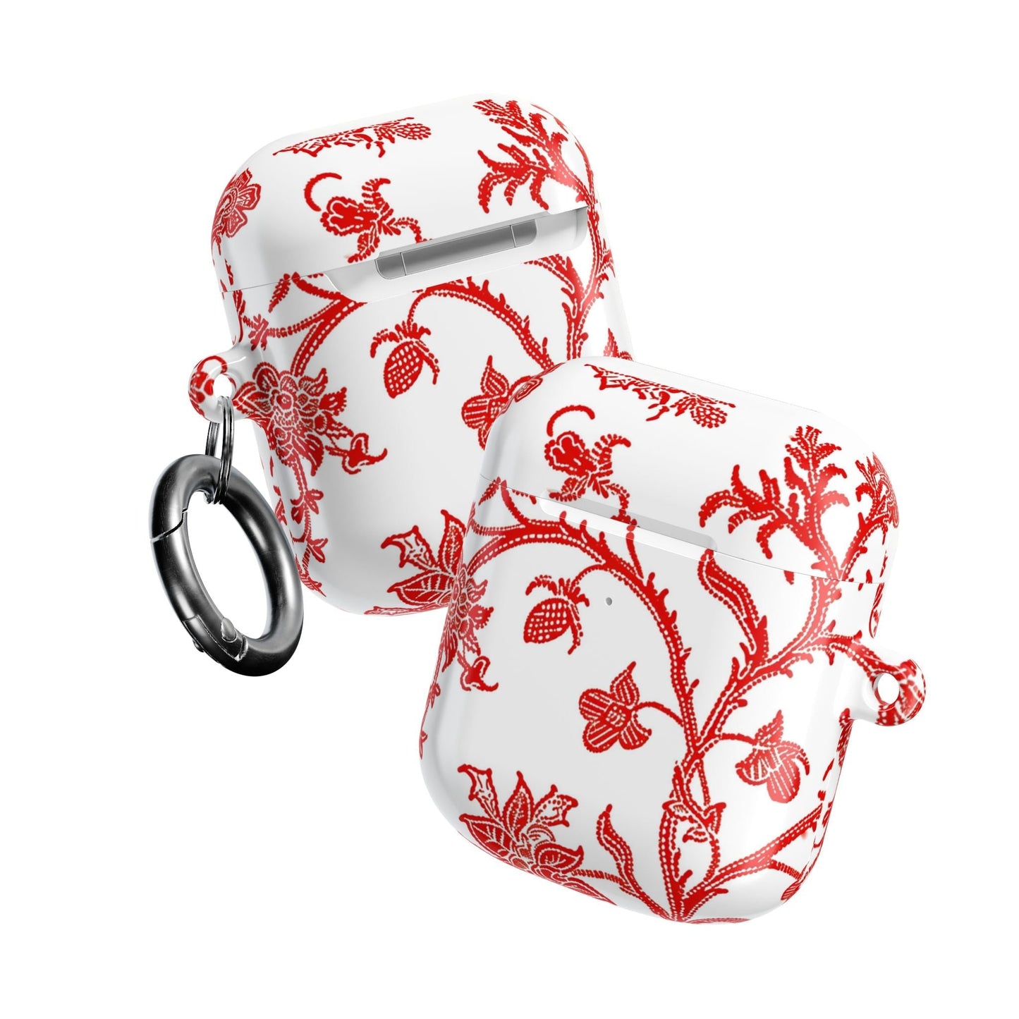 Red Chinoiserie Floral AirPod Case — Vintage - Inspired Protective Cover - DIGITAL X