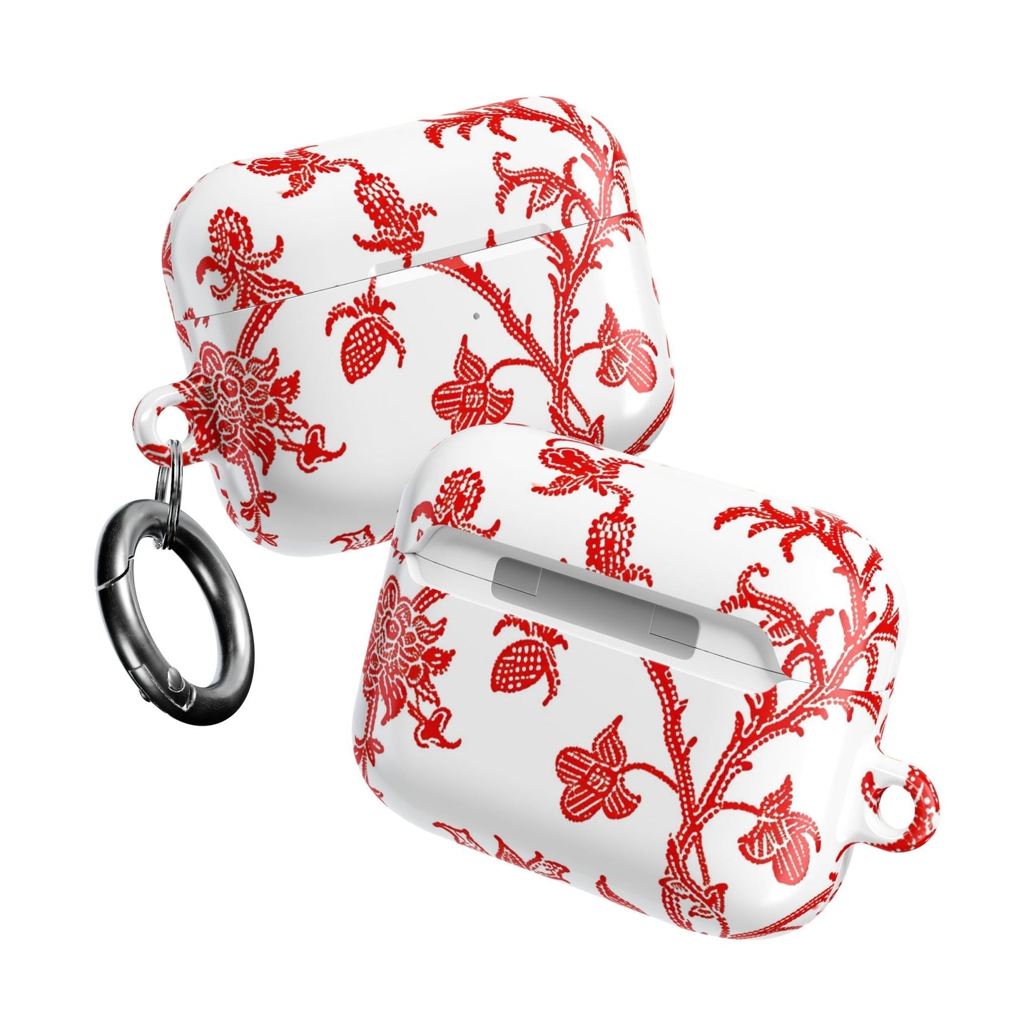 Red Chinoiserie Floral AirPod Case — Vintage - Inspired Protective Cover - DIGITAL X