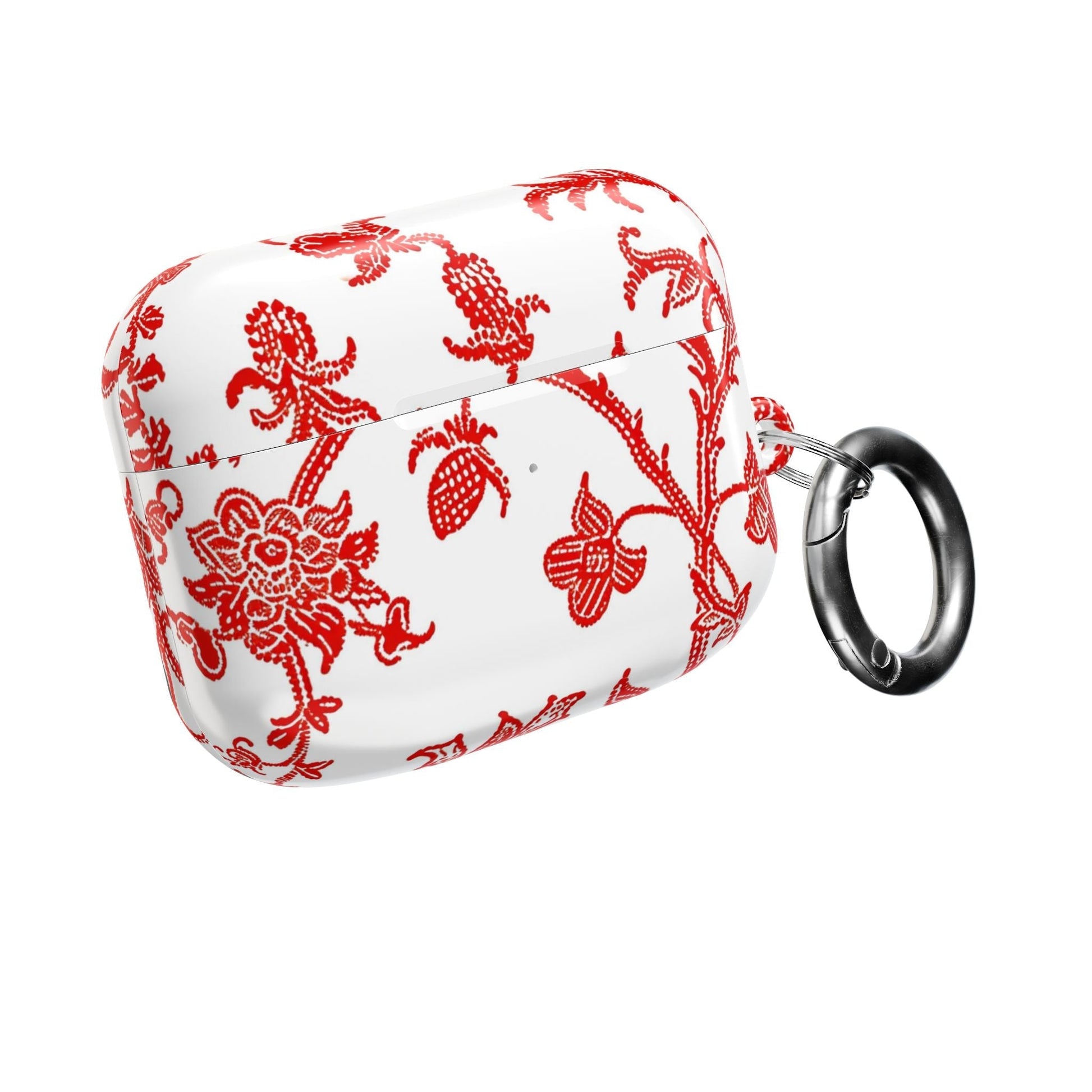 Red Chinoiserie Floral AirPod Case — Vintage - Inspired Protective Cover - DIGITAL X
