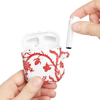 Red Chinoiserie Floral AirPod Case — Vintage - Inspired Protective Cover - DIGITAL X