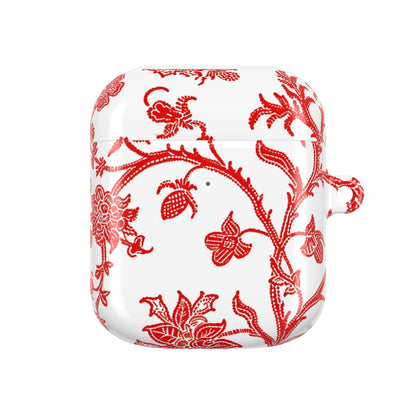 Red Chinoiserie Floral AirPod Case — Vintage - Inspired Protective Cover - DIGITAL X