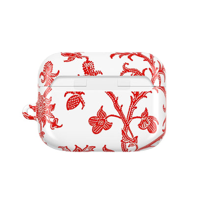Red Chinoiserie Floral AirPod Case — Vintage - Inspired Protective Cover - DIGITAL X